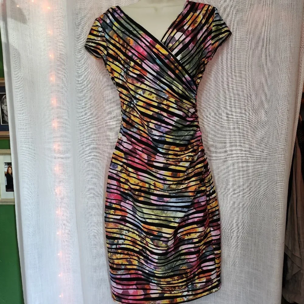 Joseph Ribkoff Colorful Striped Midi Dress - Picture 1 of 6